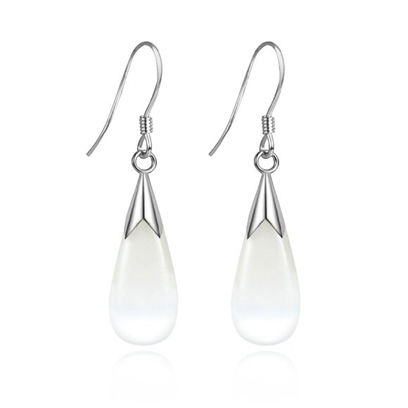 Women's White Trendy Handmade Lightweight Long Teardrop Long chain Earrings - Picture 1 of 7